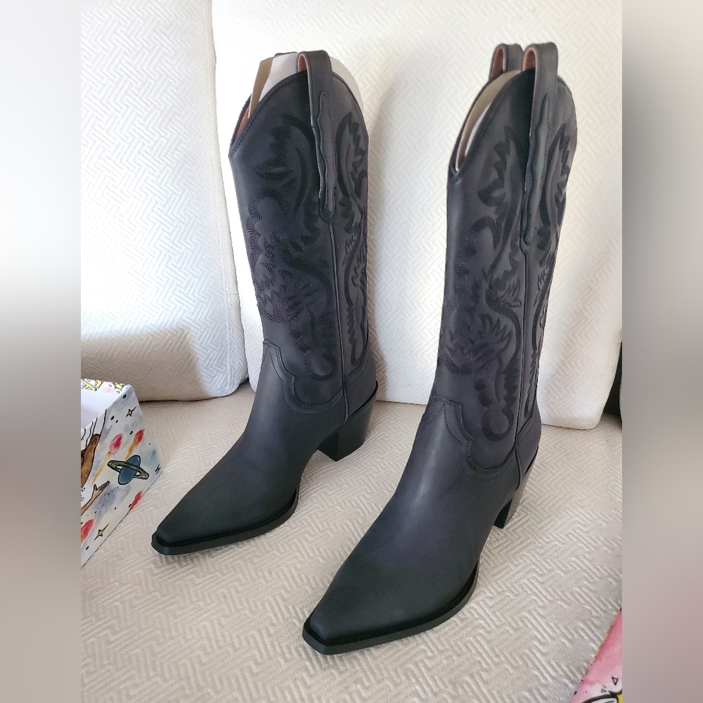 Jeffrey Campbell Dagget Western Boot Washed Black Size 8.5 Womens